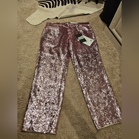 Sequin pink jeans kid 16 years size . Fit women size 6 or 8 . New - Picture 1 of 11